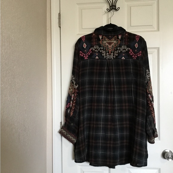Johnny Was Yadani Shirt Tunic Button Plaid Flannel Fall Smock Top Boho XXL - Picture 3 of 9